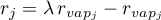 \begin{equation*}
r_{j} = \lambda \, r_{vap_{j}}- r_{vap_{j}}
\end{equation*}
